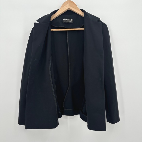 Chiara Boni La Petite Robe Black Stretch Blazer Jacket Made in Italy 48 / US S - Picture 6 of 8